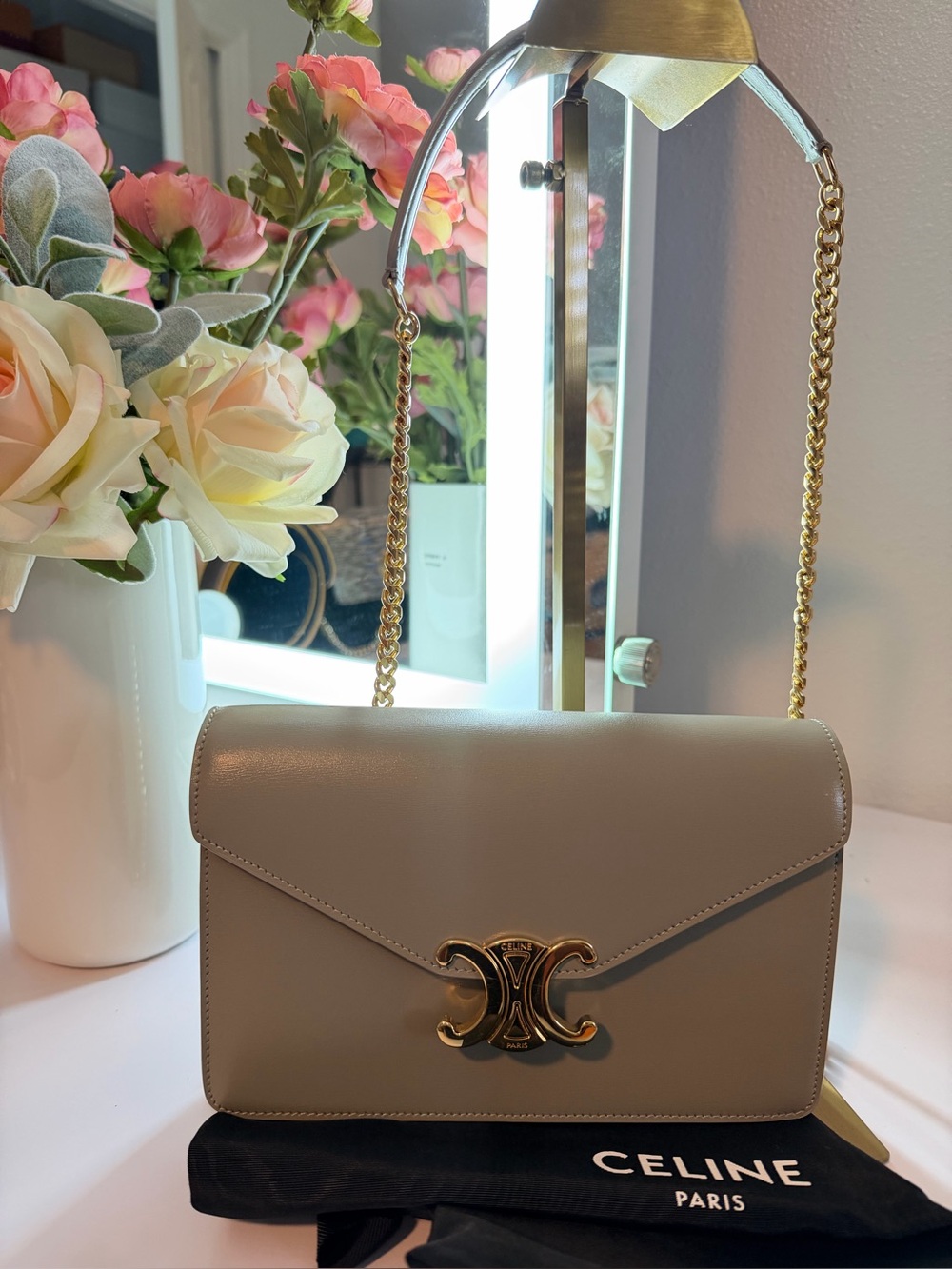 Celine Crossbody bag Leather Triomphe Chain Crossbody Bag